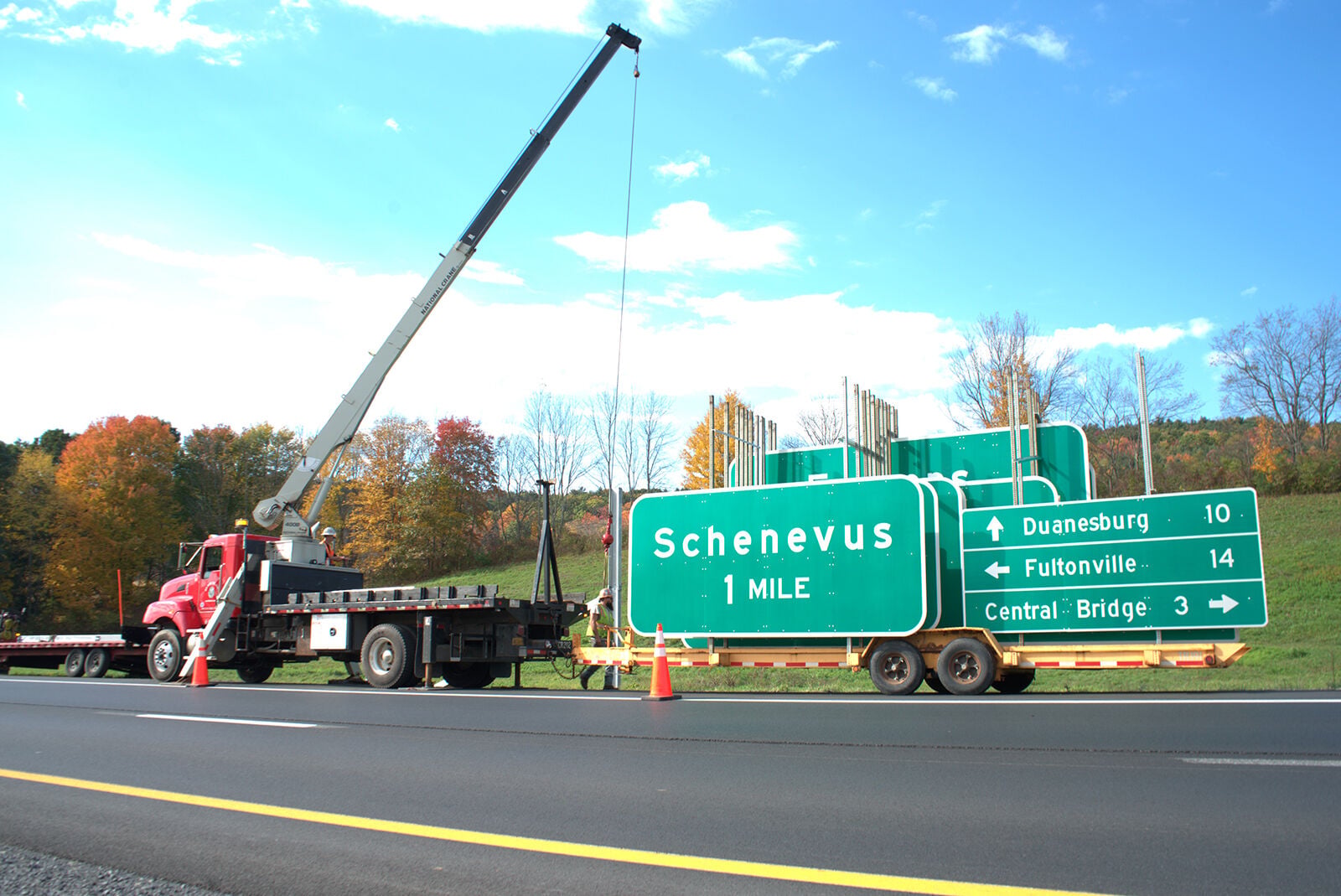Tap Exit Rout Sign Crew installs new I-88 exit sign numbers | Local News | thedailystar.com