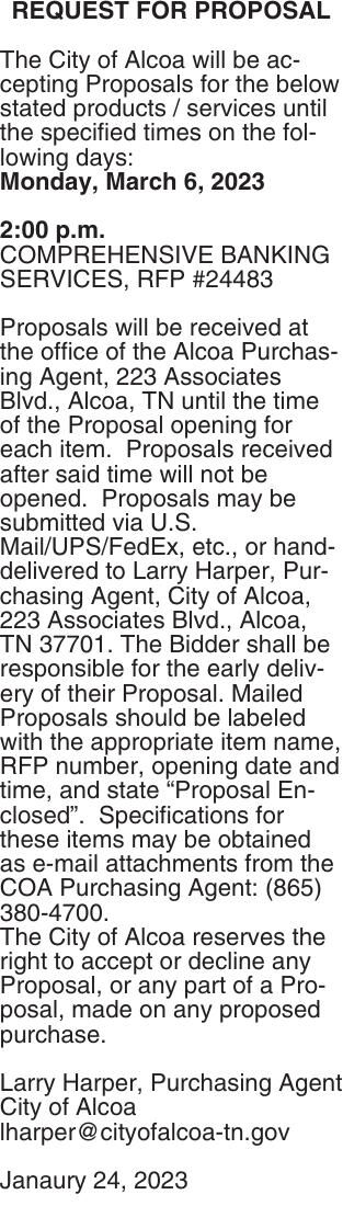 REQUEST FOR PROPOSAL The City of Alcoa