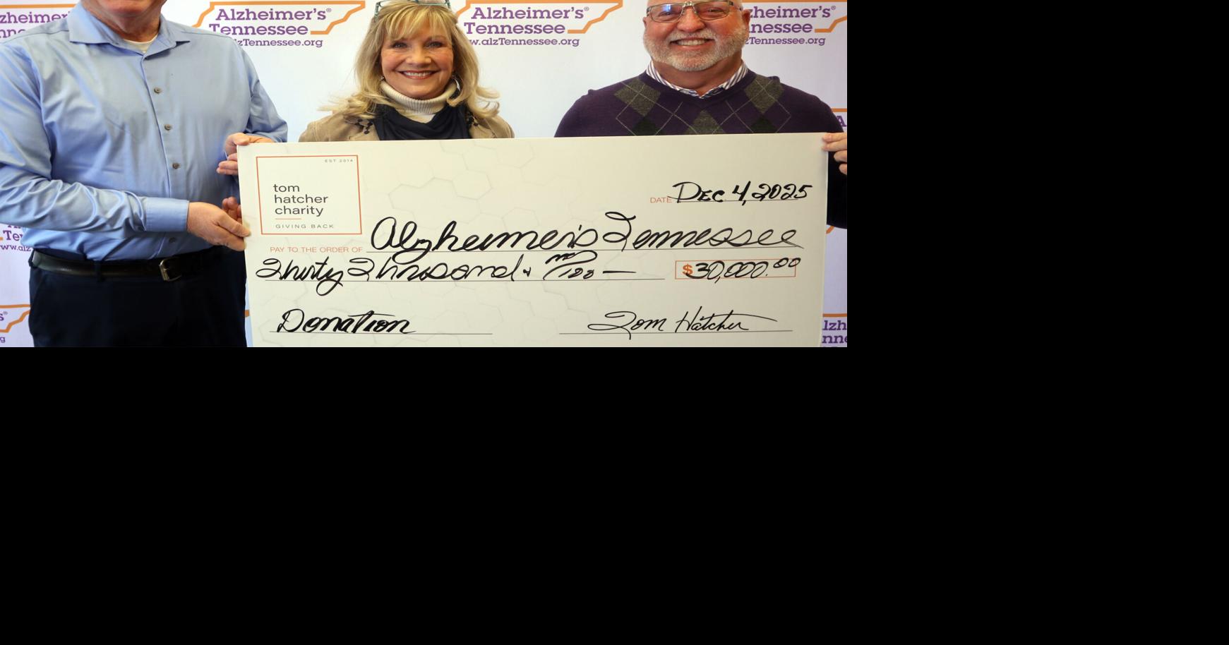 Tom Hatcher Charity donates $30,000 to Alzheimer's Tennessee | News ...