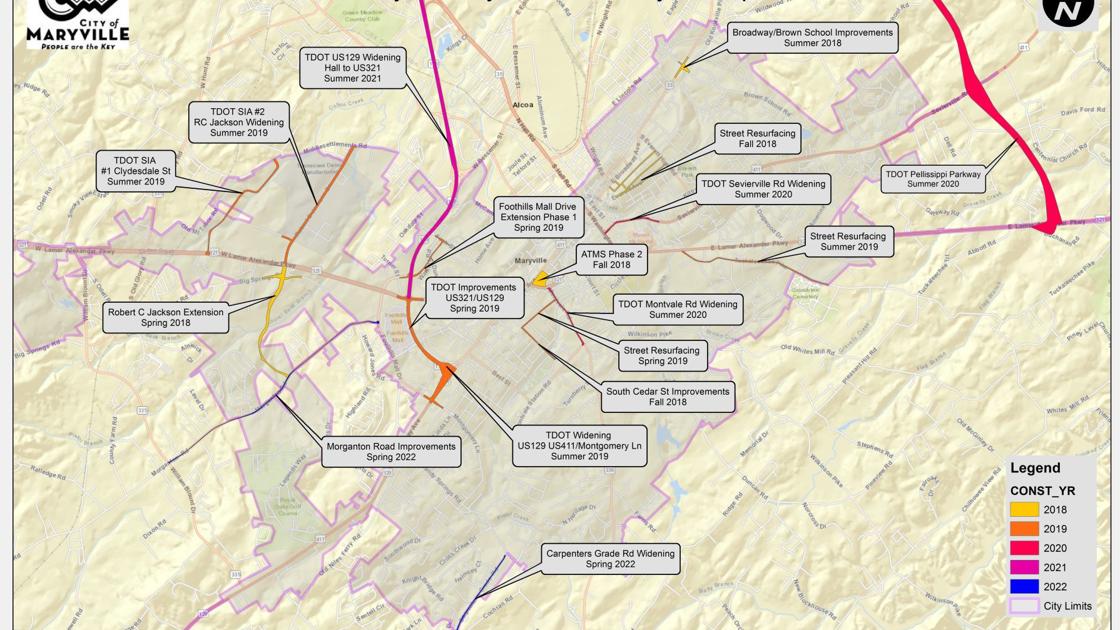 Under Construction Multiple Road Projects On The Horizon In Maryville Alcoa And Blount County News Thedailytimes Com 2022 Tn Map