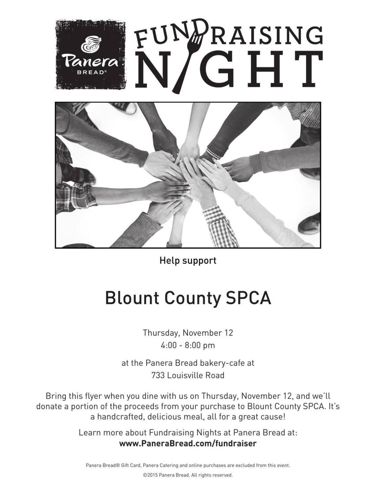 bcspca panera bread fundraising flyer