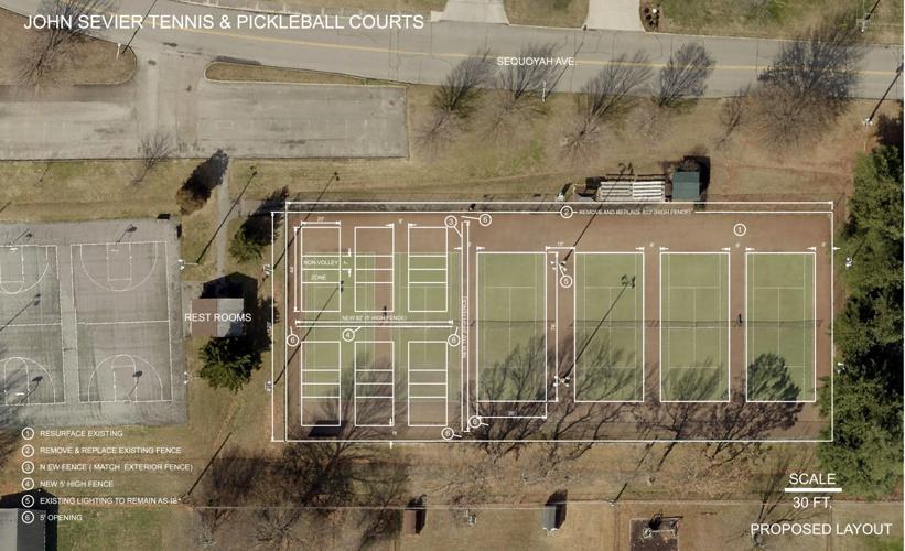 Tennis courts at John Sevier Park on their way to restoration