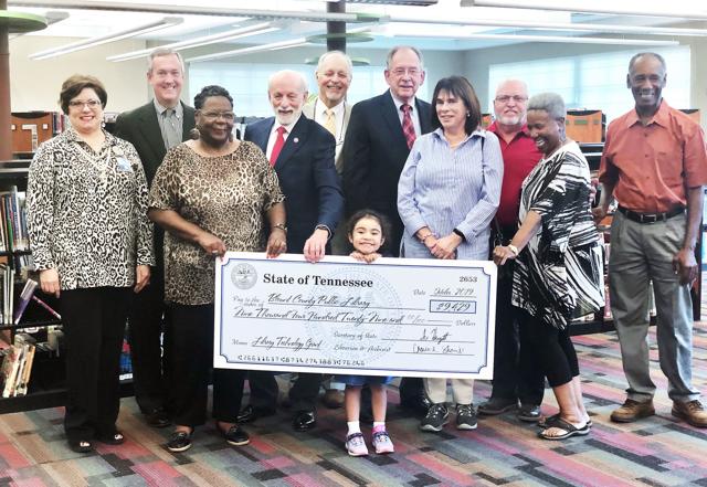 Tennessee Secretary of State Tre Hargett presents grant check to Blount