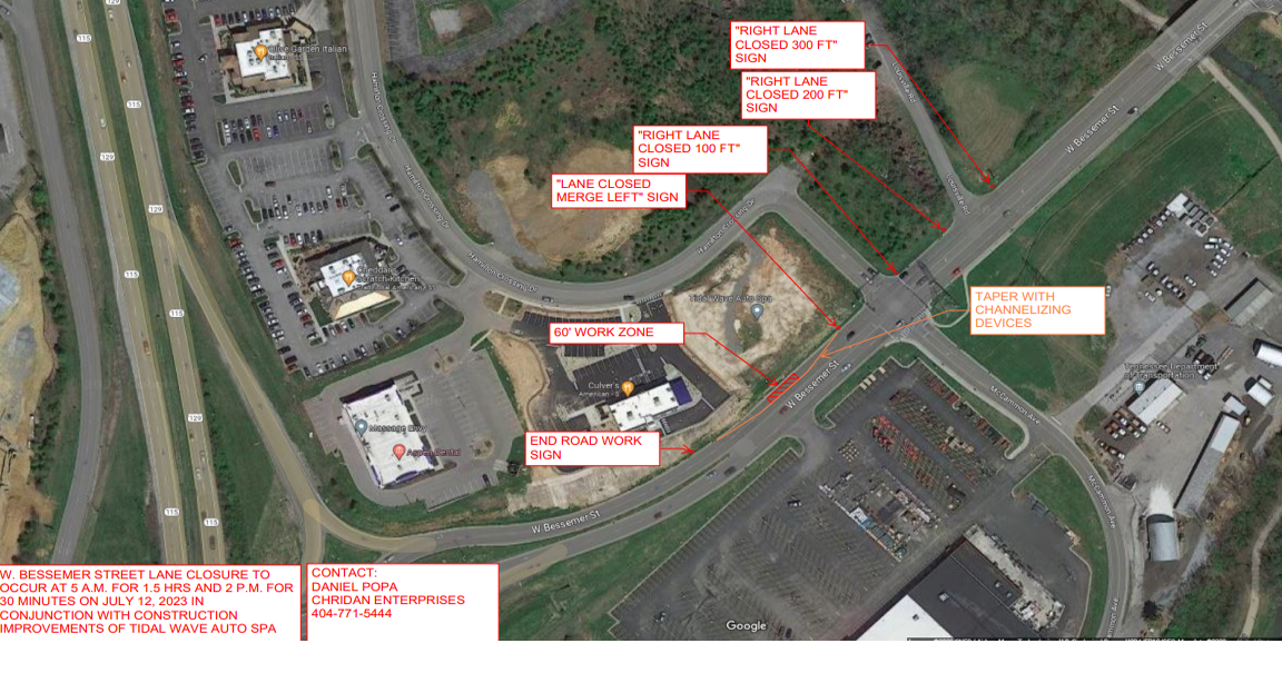 City of Alcoa closing one lane of Bessemer near Hamilton Crossing on