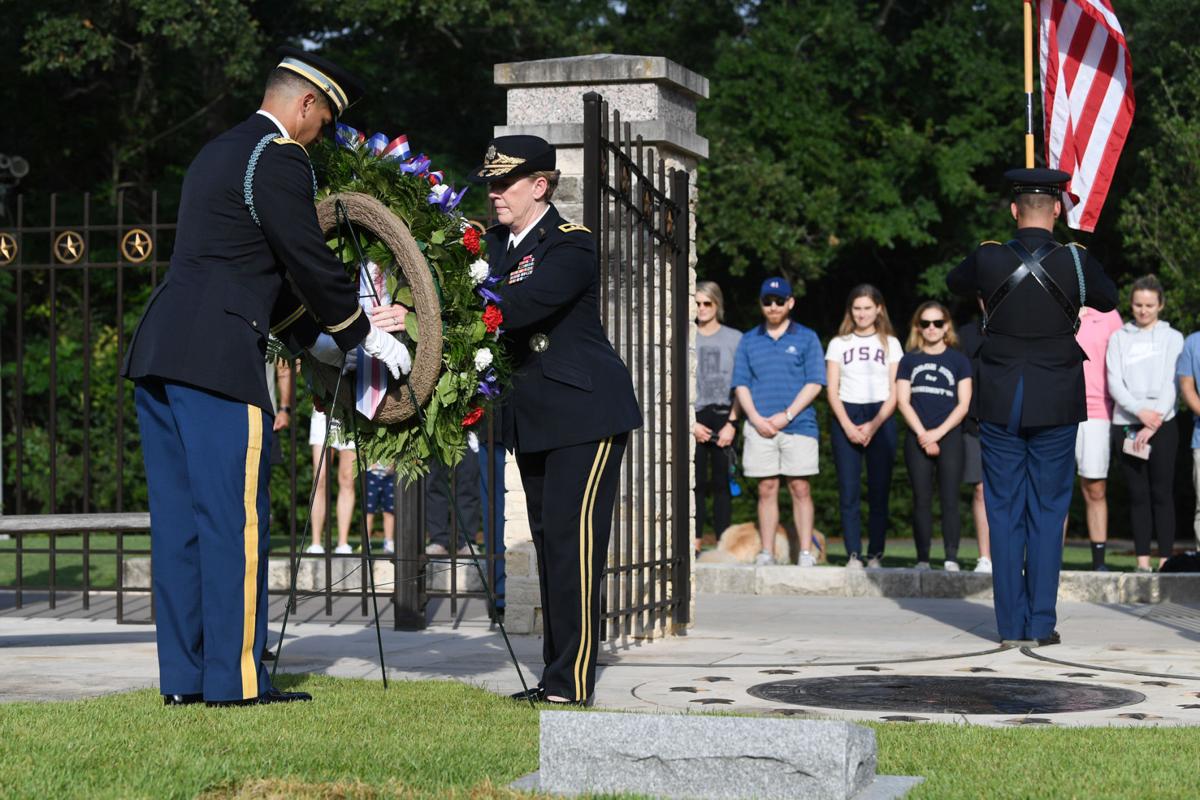 Wreath laying at Bush gravesite