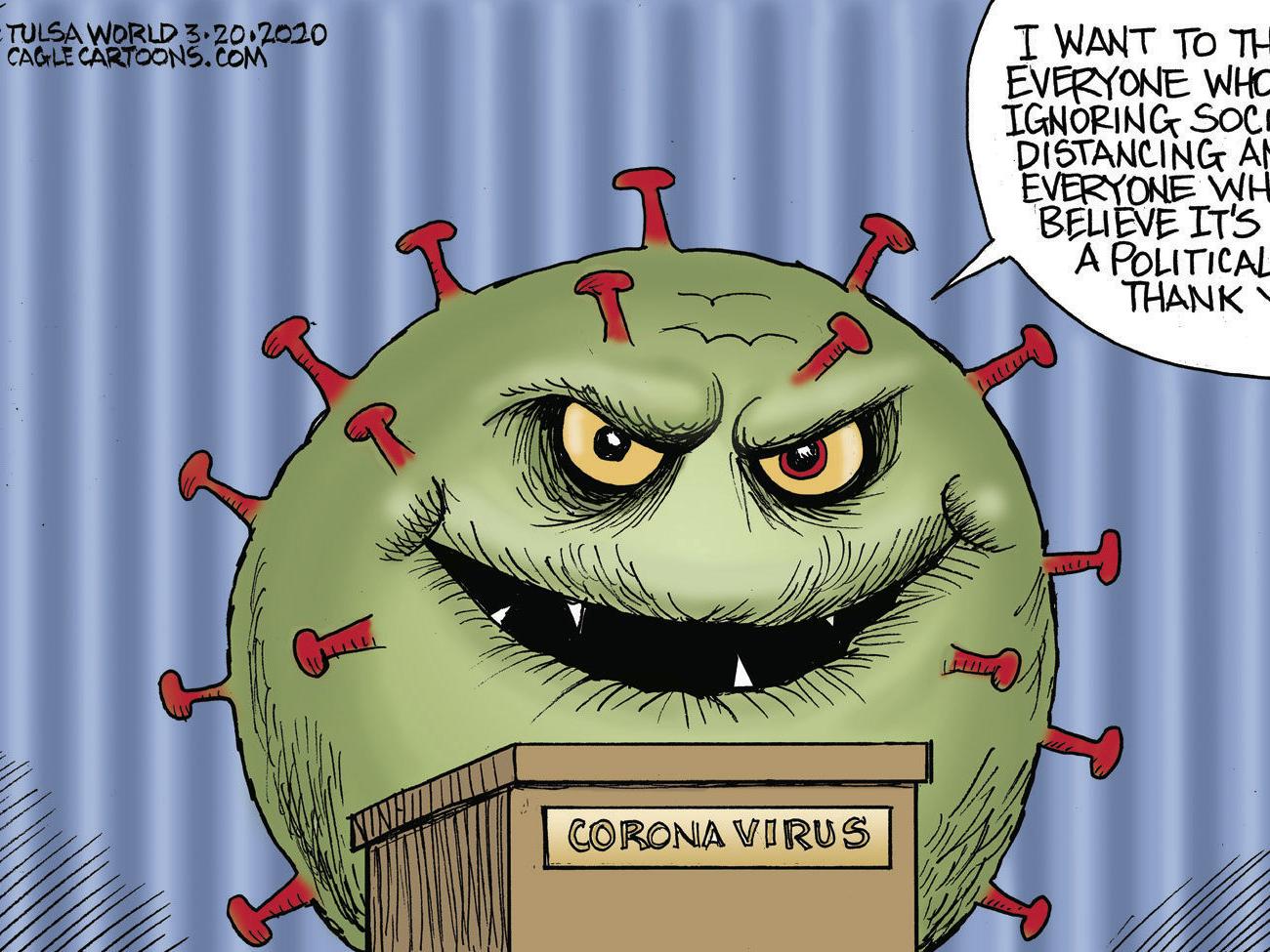 Bruce Plante Cartoon: Thanks from the Corona Virus | Cartoons | theeagle.com
