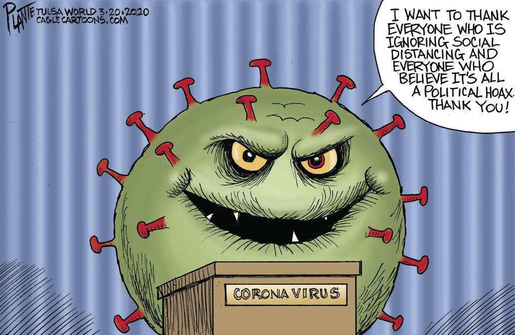 Bruce Plante Cartoon: Thanks from the Corona Virus