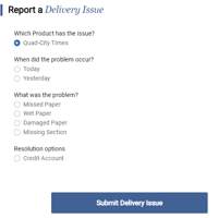How can I report an issue with the delivery of my newspaper?