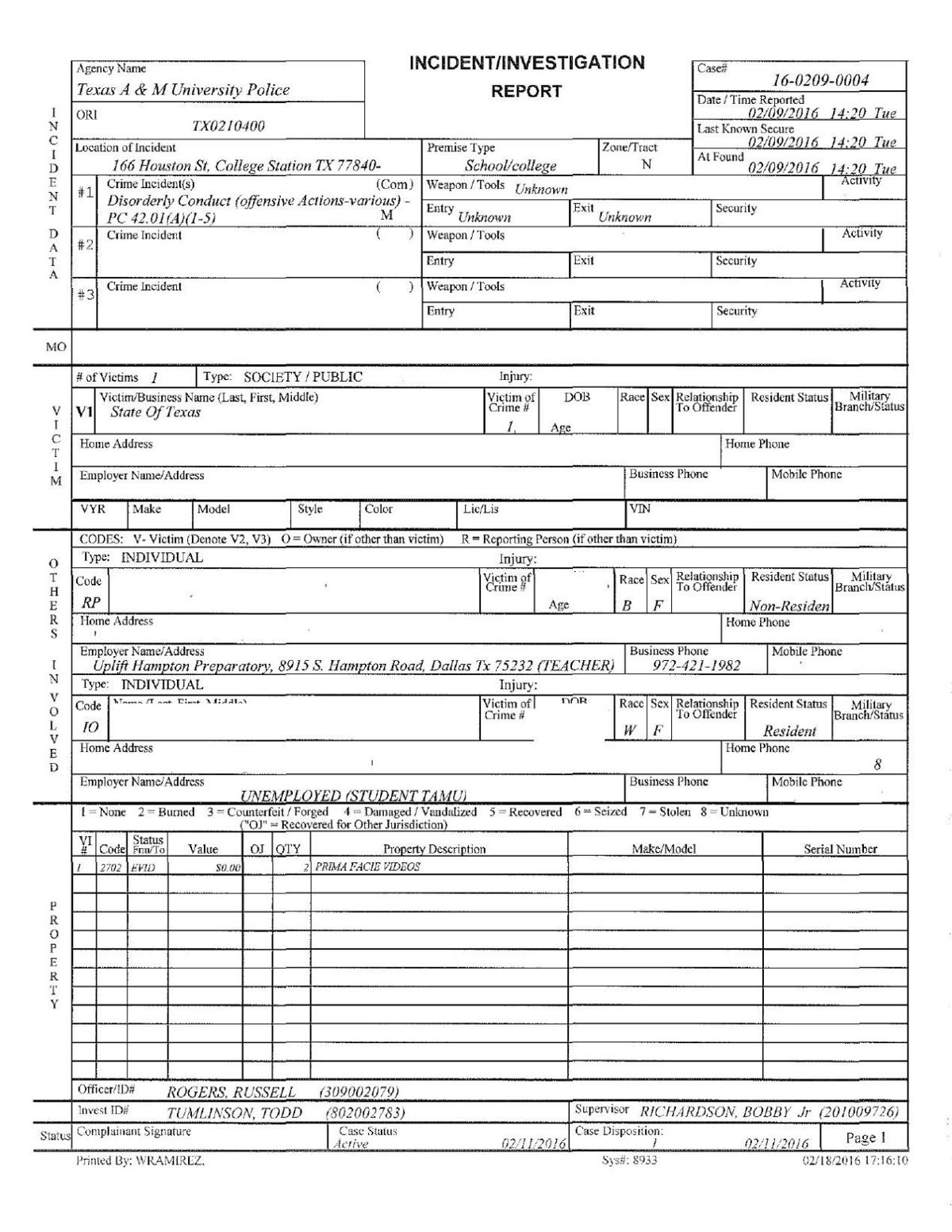 Redacted Incident Report Theeagle Com