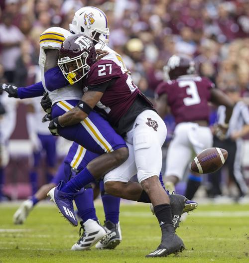 Aggie football mm four johnson strip sack