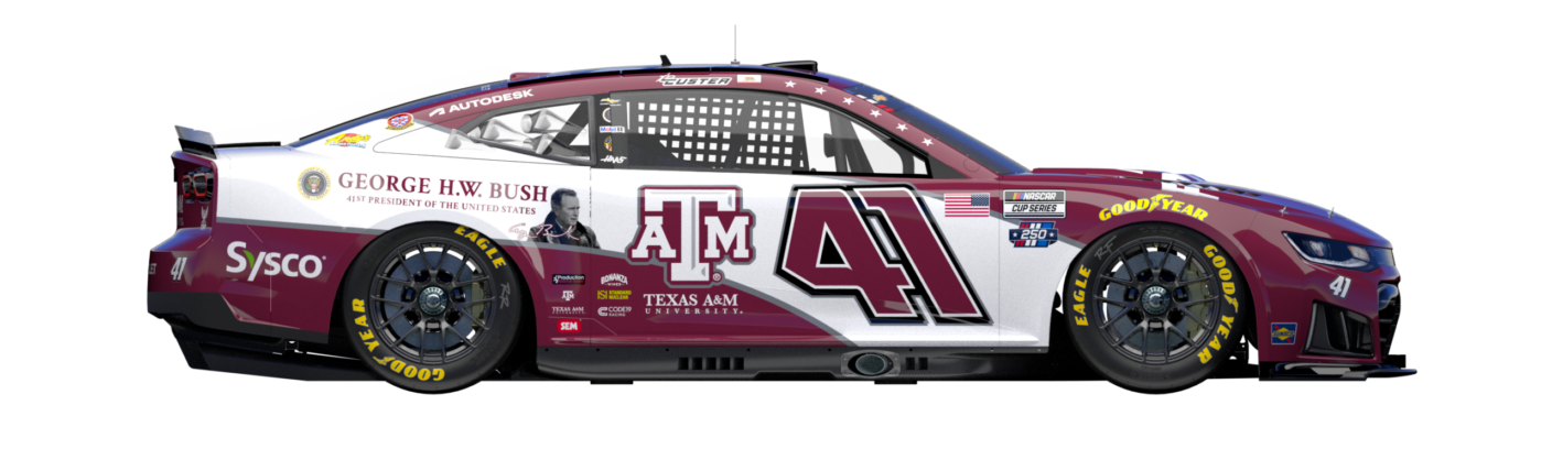 Texas AandM and Haas Factory Team to honor former President George H.W. Bush with NASCAR tribute car at Naval Base Coronado