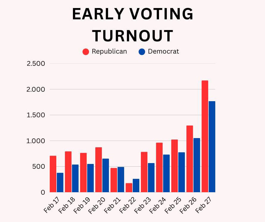 17,803 vote early in Brazos County for primary election