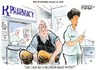 Jeff Koterba cartoon: Is there a shot for that