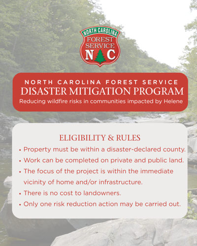 N.C. Forest Service launches new Disaster Mitigation Program to reduce wildfire risk in areas impact