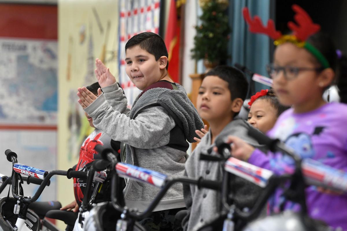 Bike giveaway at Fannin Elementary