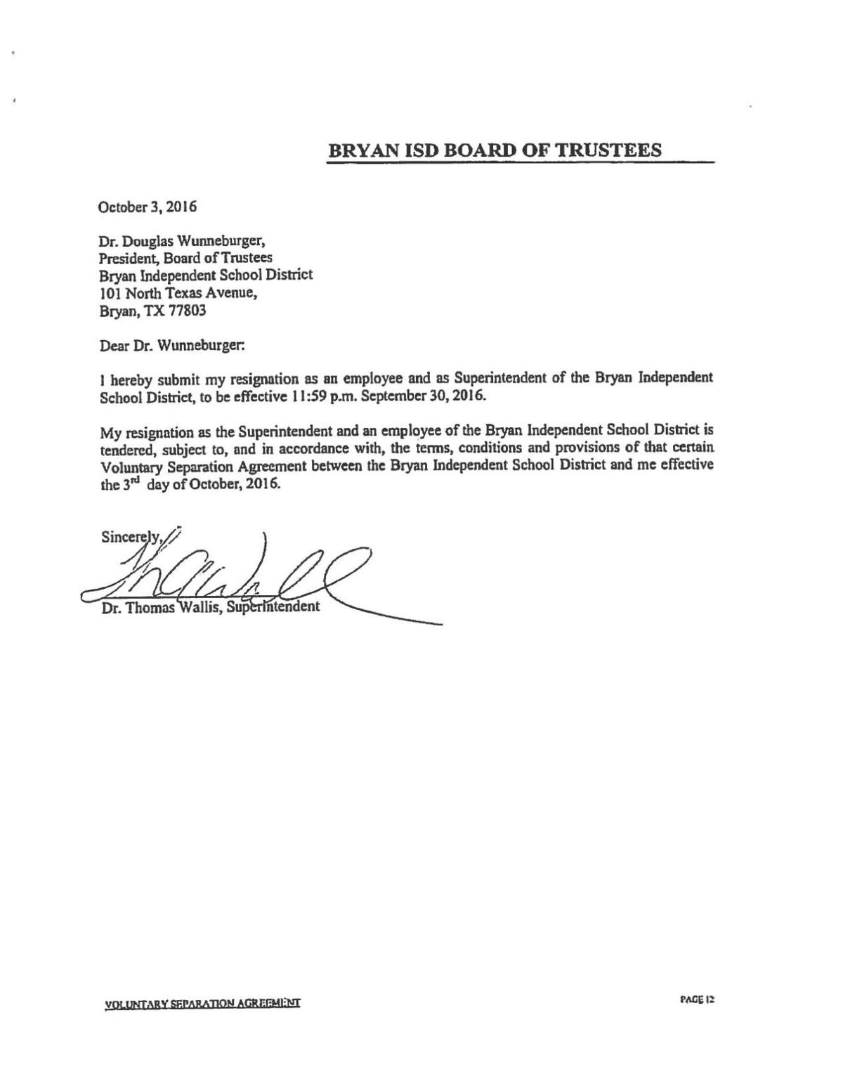 Tommy Wallis Resignation Letter Theeagle Com