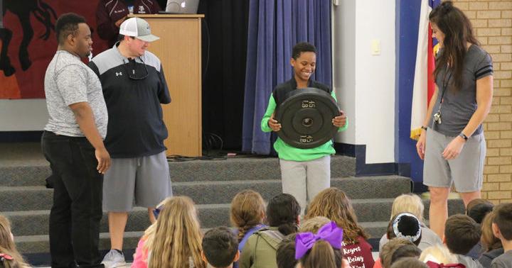 Rudder High powerlifter visits Sam Houston Elementary to encourage ...