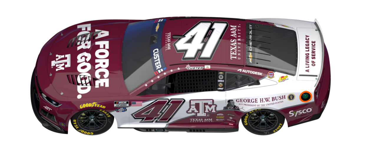 Texas AandM and Haas Factory Team to honor former President George H.W. Bush with NASCAR tribute car at Naval Base Coronado