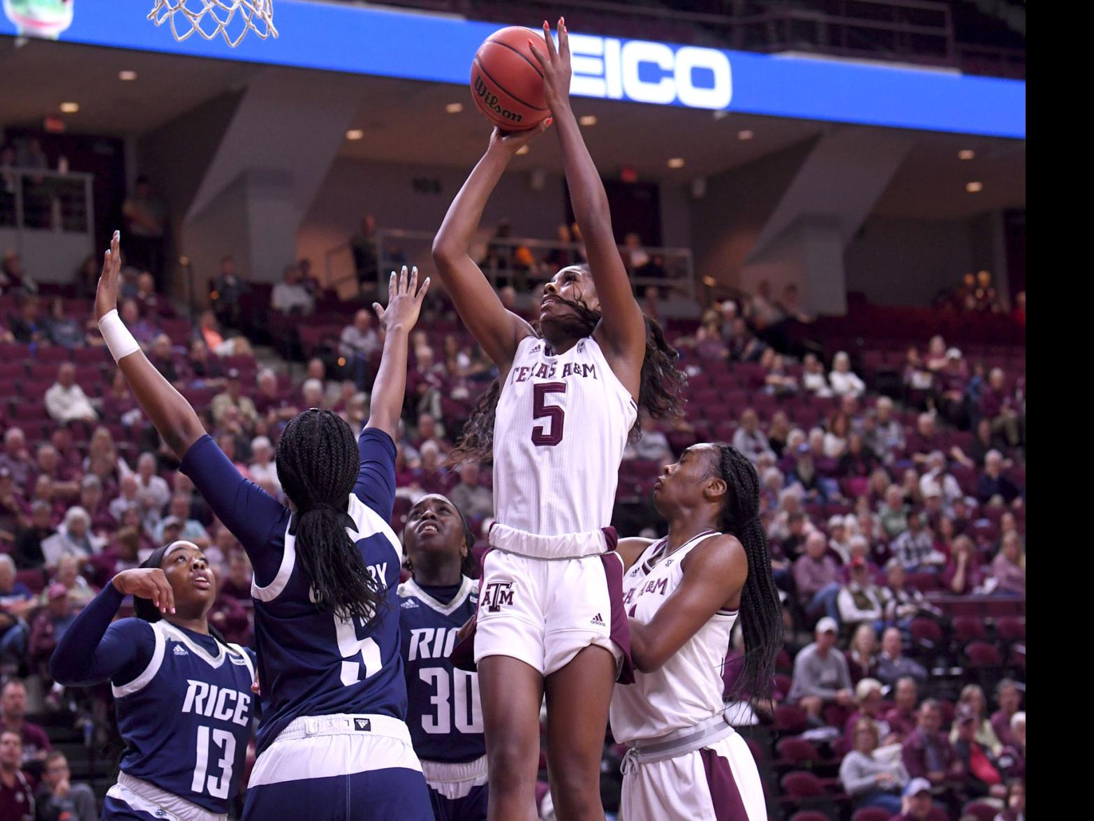No 18 Texas A M Women S Basketball Team Gets Past Rice Womens