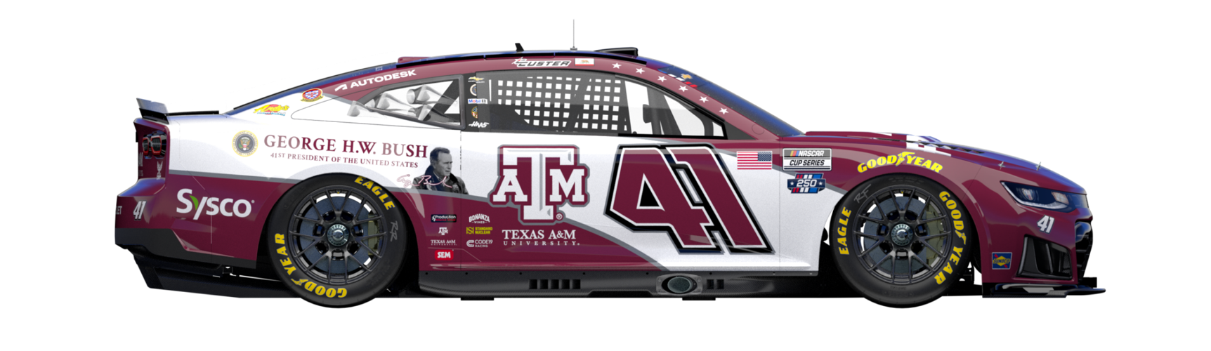 Texas AandM and Haas Factory Team to honor former President George H.W. Bush with NASCAR tribute car at Naval Base Coronado