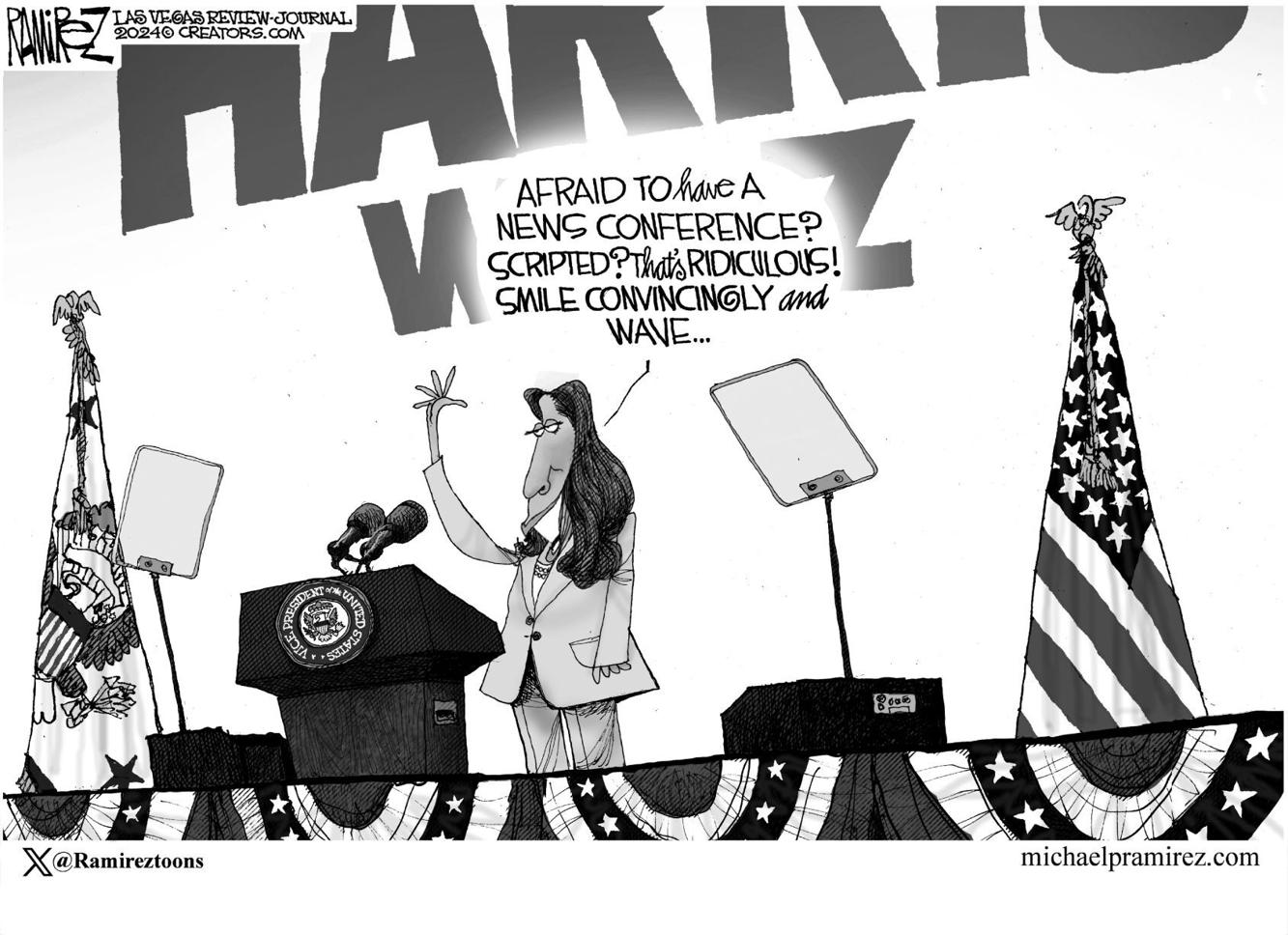 Michael Ramirez toon for Aug 21, 2024 Opinion