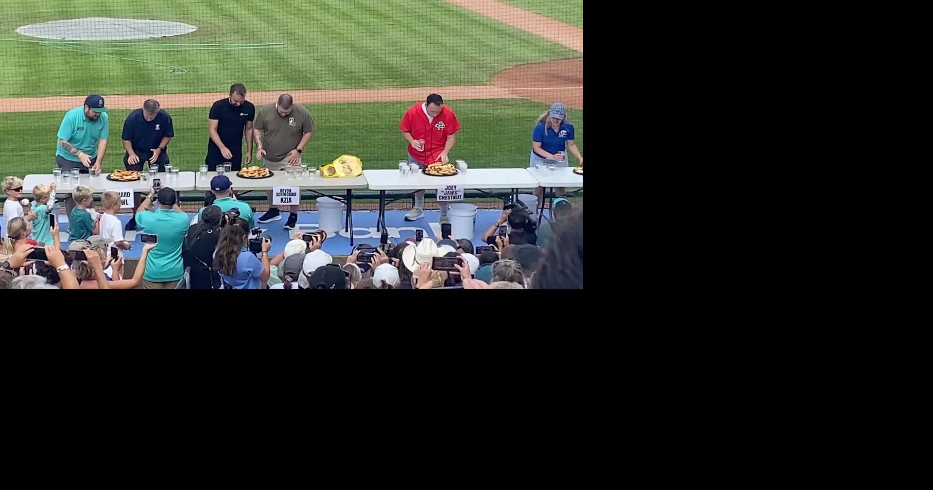 Eating legend Joey Chestnut competes in Cedar Rapids kolache eating contest