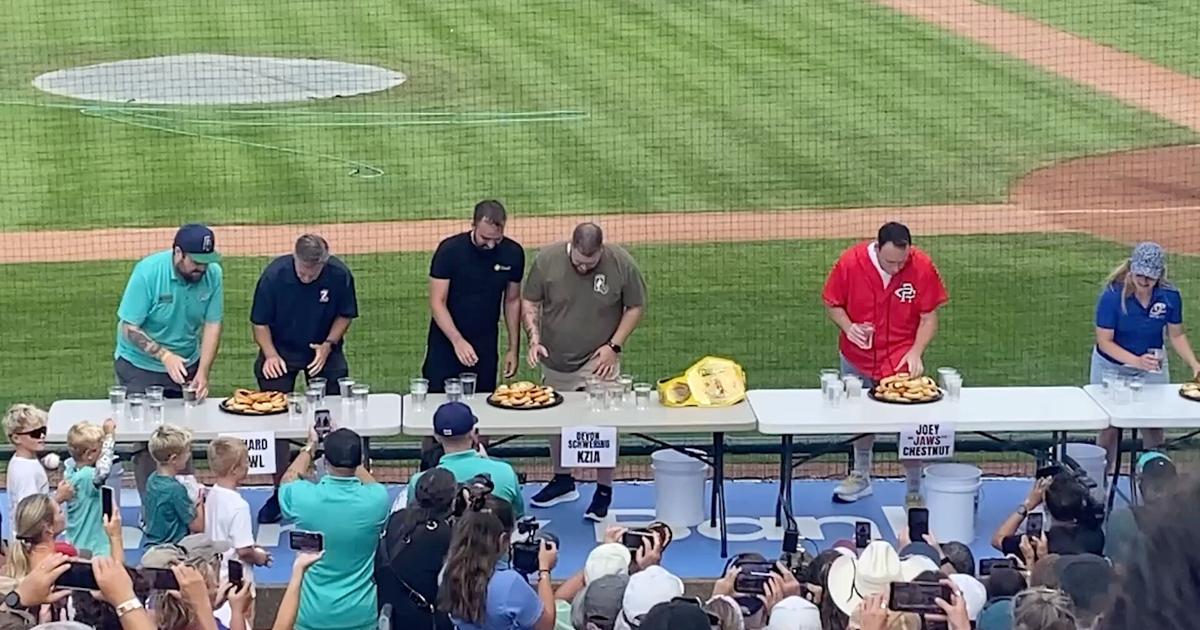 Eating legend Joey Chestnut competes in Cedar Rapids kolache eating contest