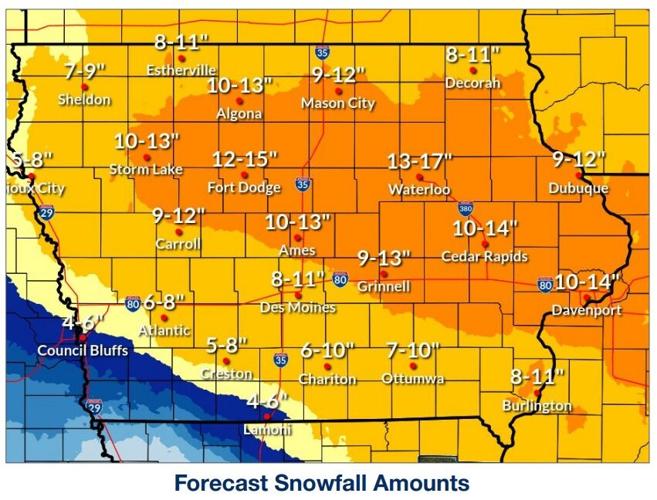 Winter storm continues across Iowa, expected to drop up to 12 inches of ...