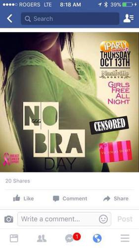 Norval's Nashville North faces criticism for bra-free event