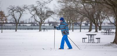 Skier on blanket of snow