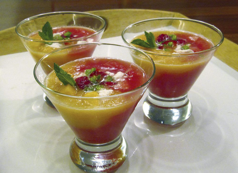 Watermelon, cantaloupe gazpacho is refreshing