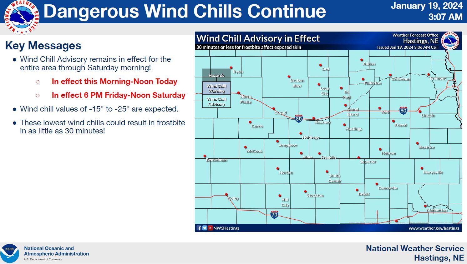 Grand Island Central Nebraska arctic air to last through noon