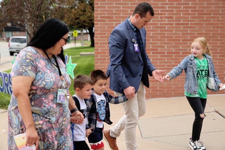 Gates kindergartners' greeted on first day
