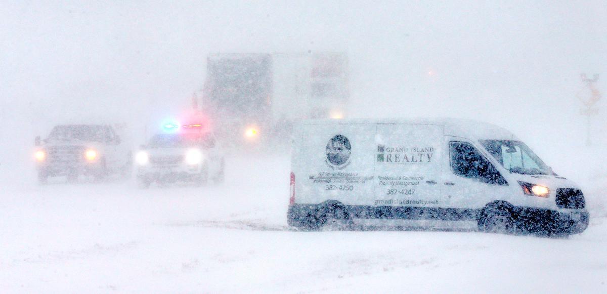 Blowing Snow Low Visibility Create Dangerous Road Conditions In