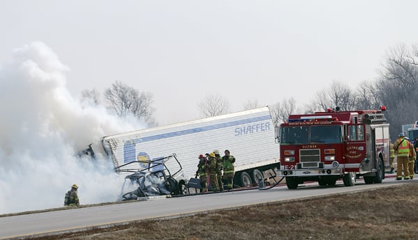 UPDATED: California man killed in fiery pickup/semi collision on I-80