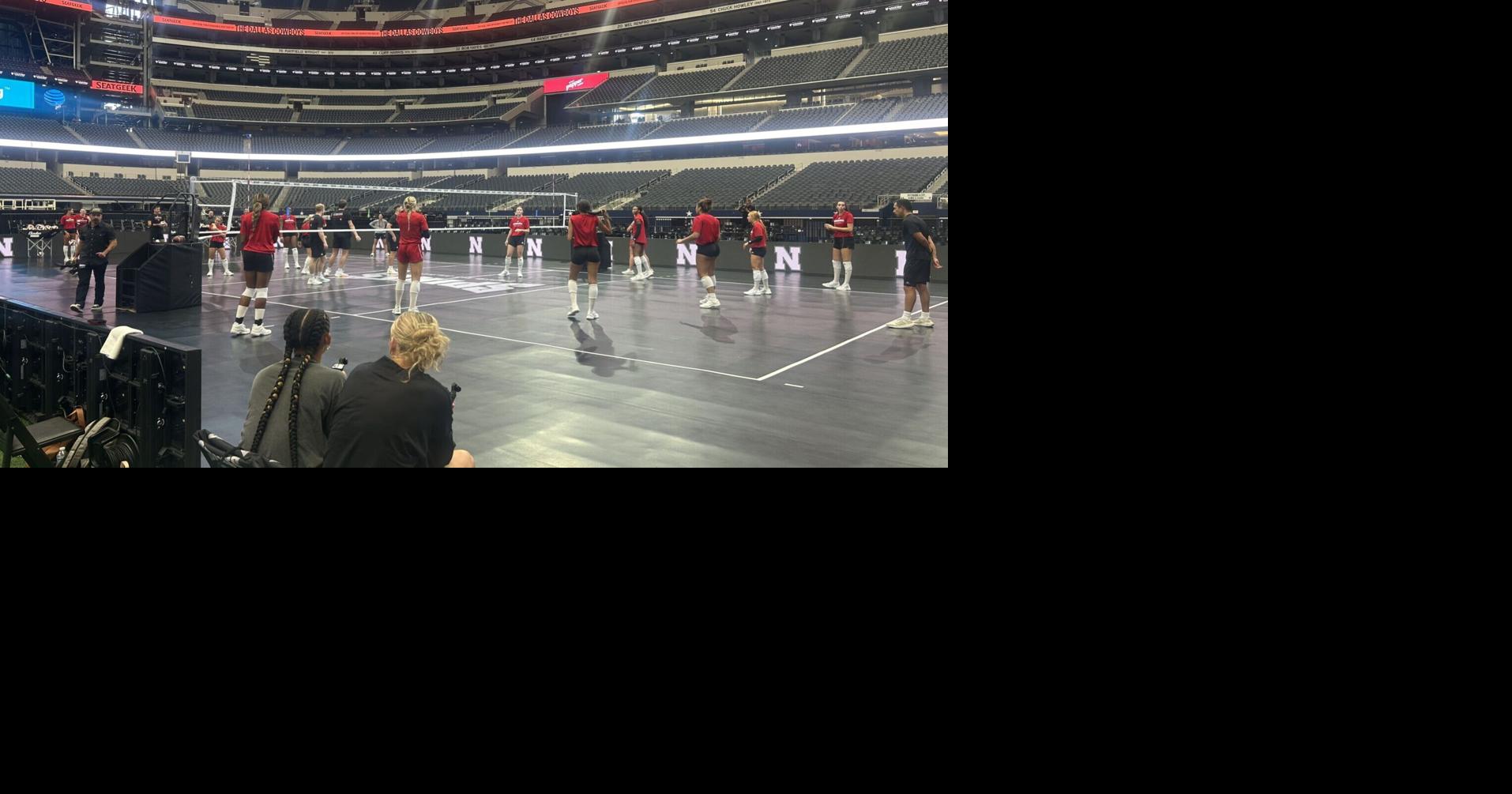 Nebraska volleyball practices in AT&T Stadium