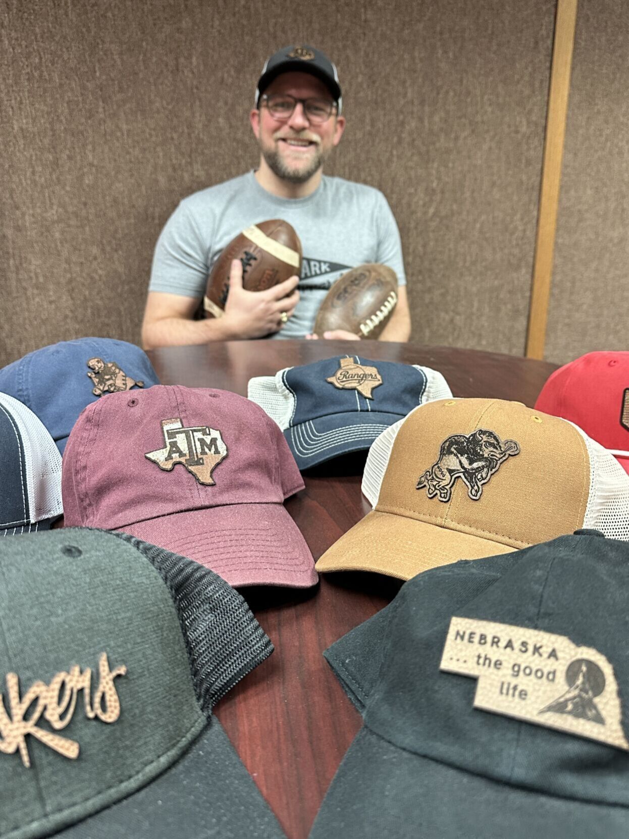 North Platte man repurposes old footballs to use in ball caps