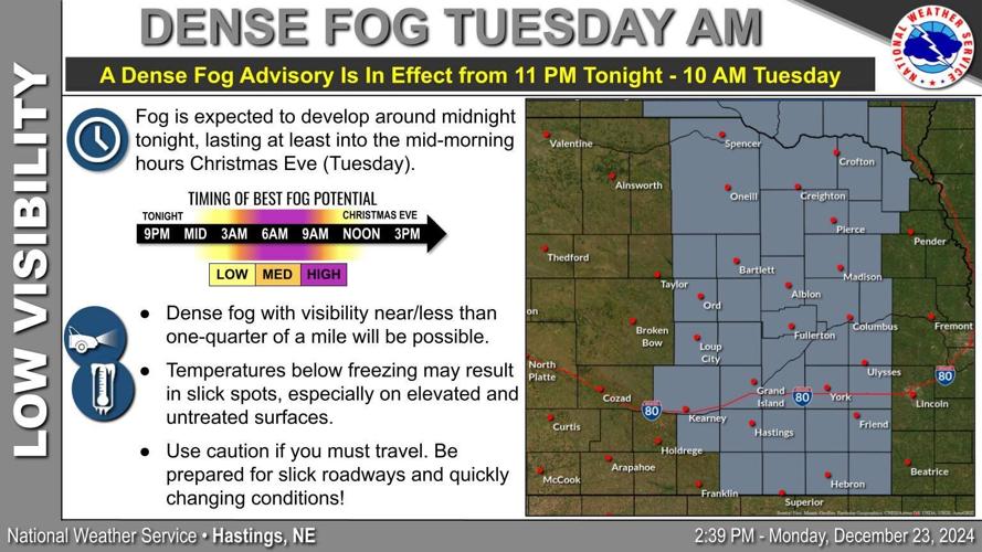 Dense fog expected in Grand Island on Christmas Eve
