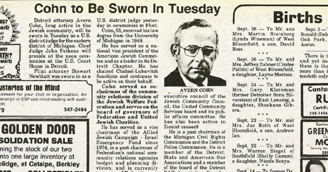 Looking Back Avern Cohn’s Legacy as Federal Judge Judaism