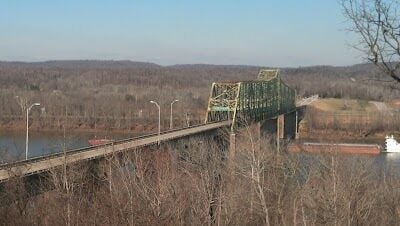 Matthew E Welsh Bridge into the Ohio River.