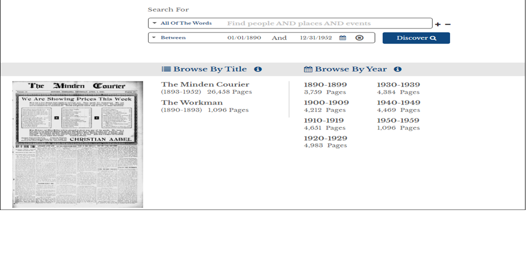 Minden Newspaper Archives Now Available Digitally from Jensen Memorial