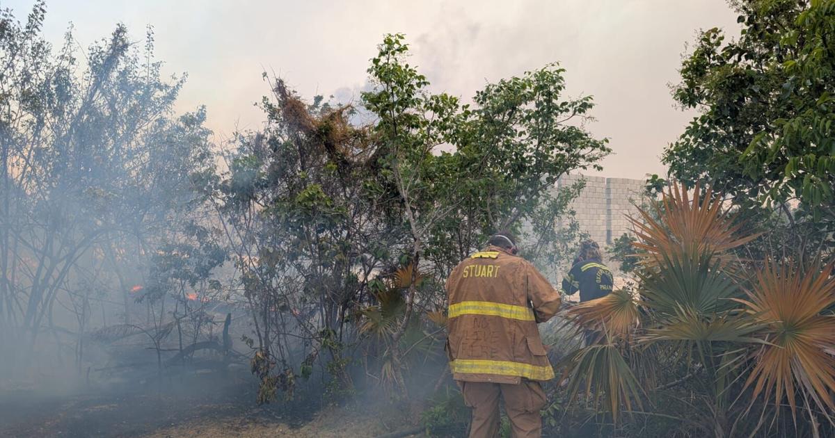 Feuerwehrleute bekämpfen großen Buschbrand auf Abaco