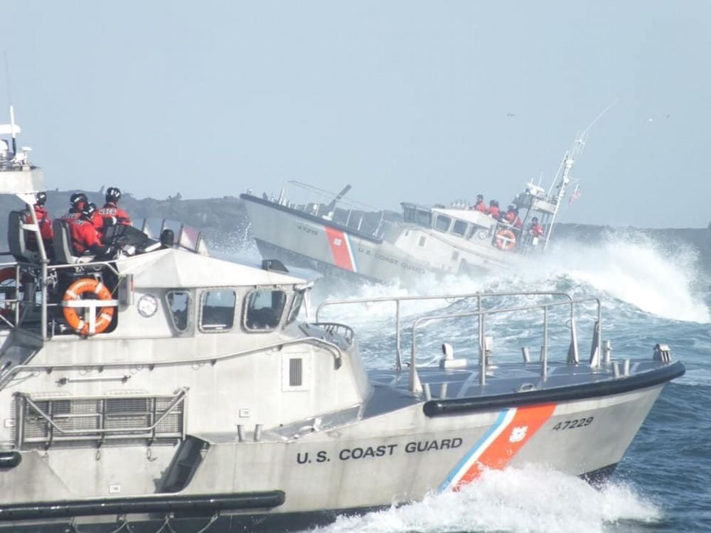 A Coast Guard 47-foot Motor Life Boat crew from Station Oregon