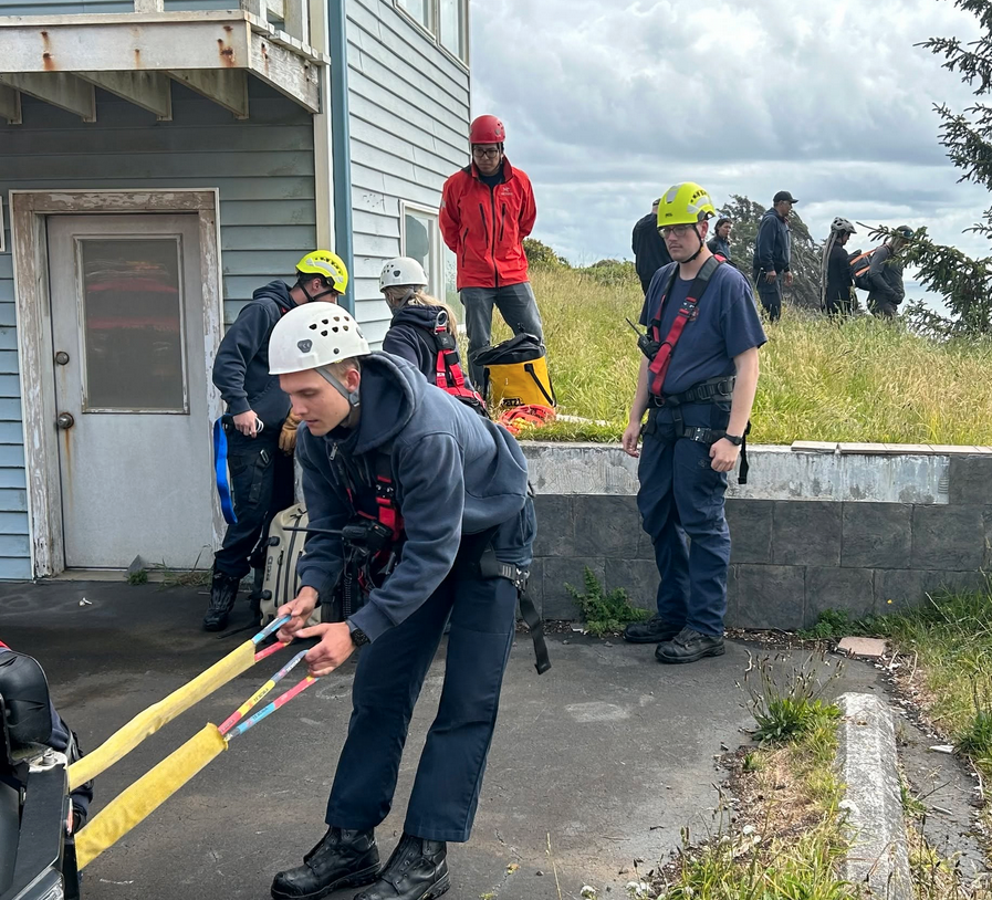 High angle rope rescue along North Oregon Coast cliff