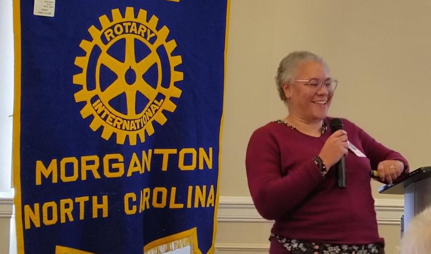 BUCM Executive Director Alice Horton gives a presentation at Morganton Rotary