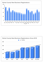 Business filings show a slight decrease in August