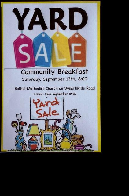 Yard Sale that Bethel Methodist Church