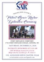 Patriot grave marking to honor Lenoir, Gordon at Fort Defiance