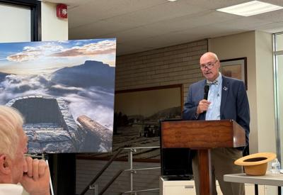 Burke Tourism Development Authority CEO Ed Phillips speaks at the monthly Coffee at the Museum program at the History Museum of Burke County Thursday.