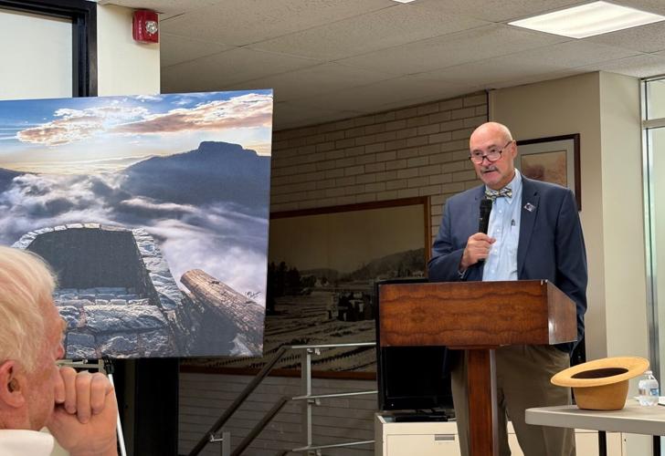 Burke Tourism Development Authority CEO Ed Phillips speaks at the monthly Coffee at the Museum program at the History Museum of Burke County Thursday.